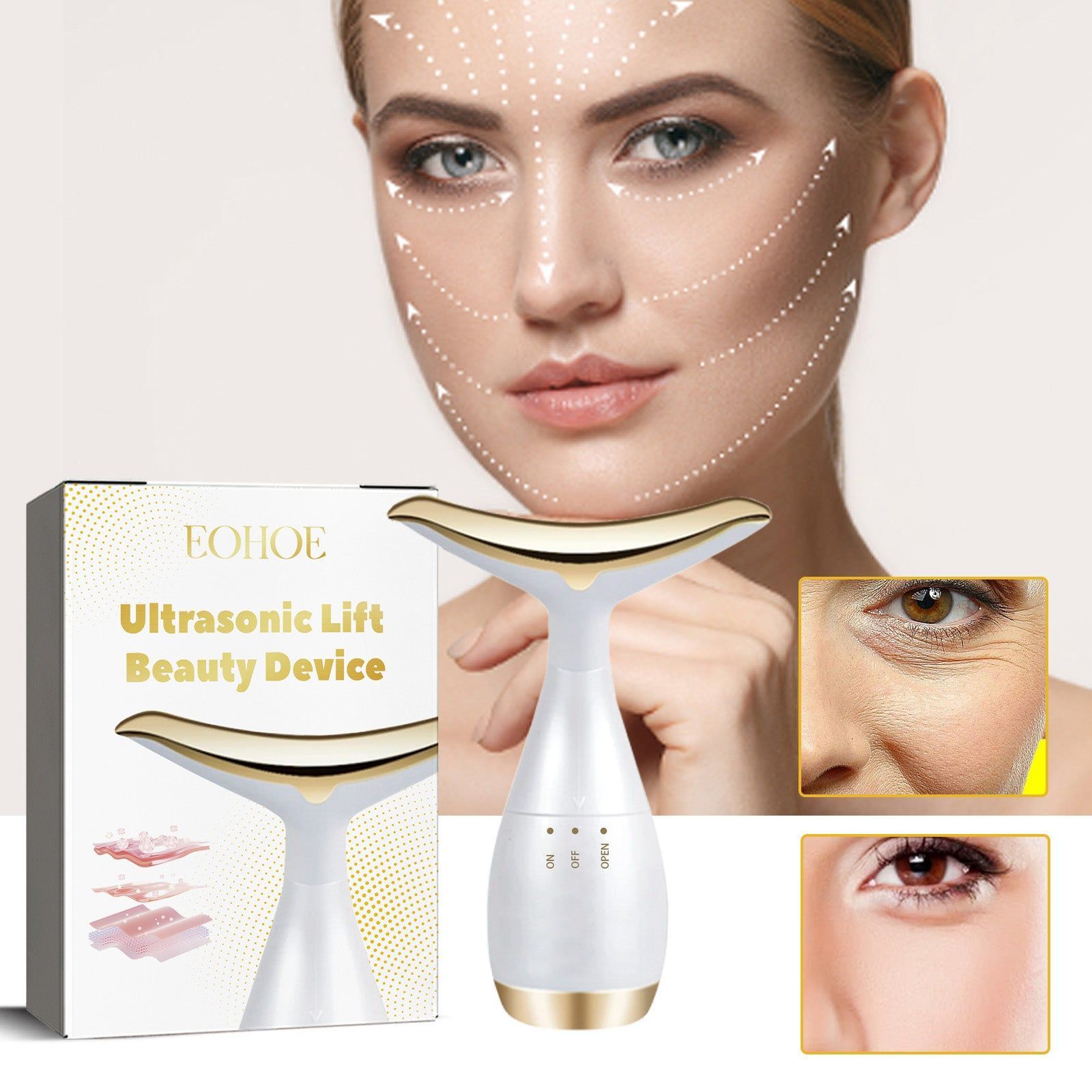 Ultrasonic Skin Firming Device, Anti-Aging Facial Lift, Wrinkle Reducer, Youthful Skin ,1pcs