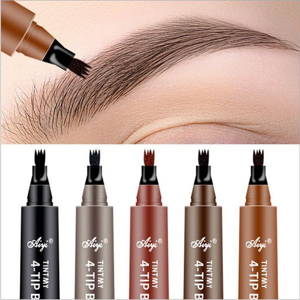 5 Pack Tattoo Eyebrow Pen Waterproof 4 Fork Tip Liquid Pencil  Eyeliner Brown Pen