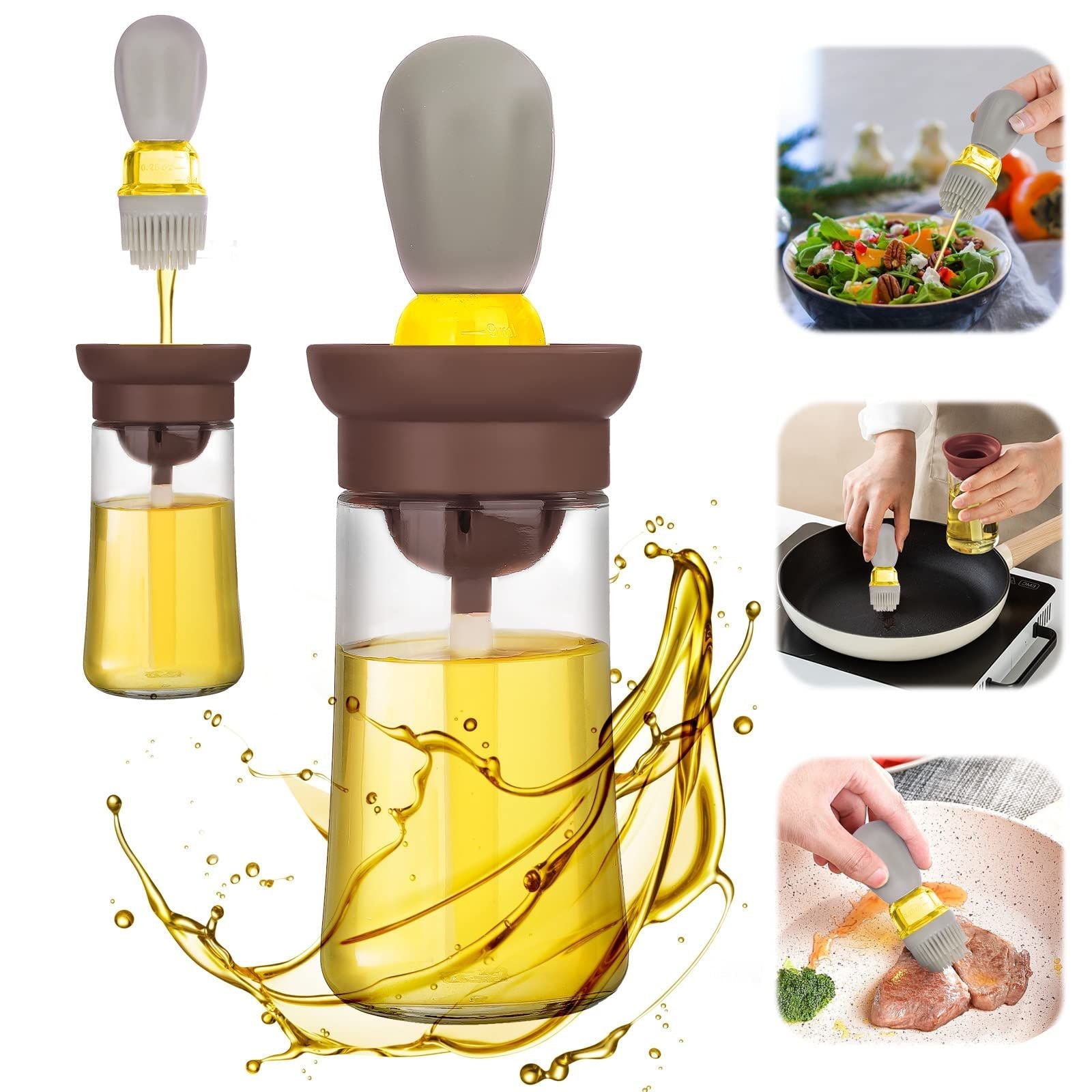 Oil Bottle Oil Dispenser With Silicone Brush Oil Container For Kitchen BBQ Grill