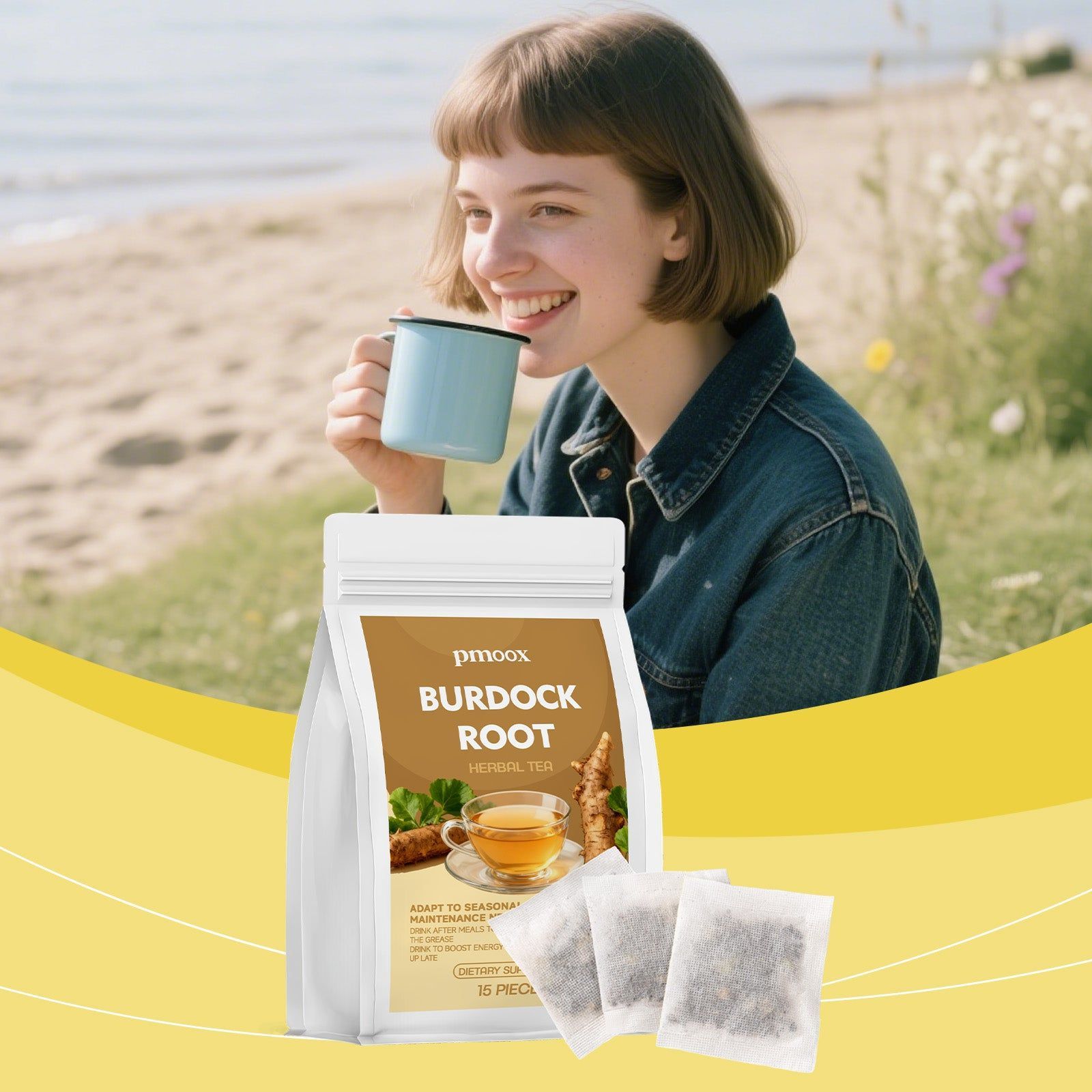 Burdock Root Herbal Tea for Body Care, Skin Detox, Natural Metabolism Boost ,15pcs