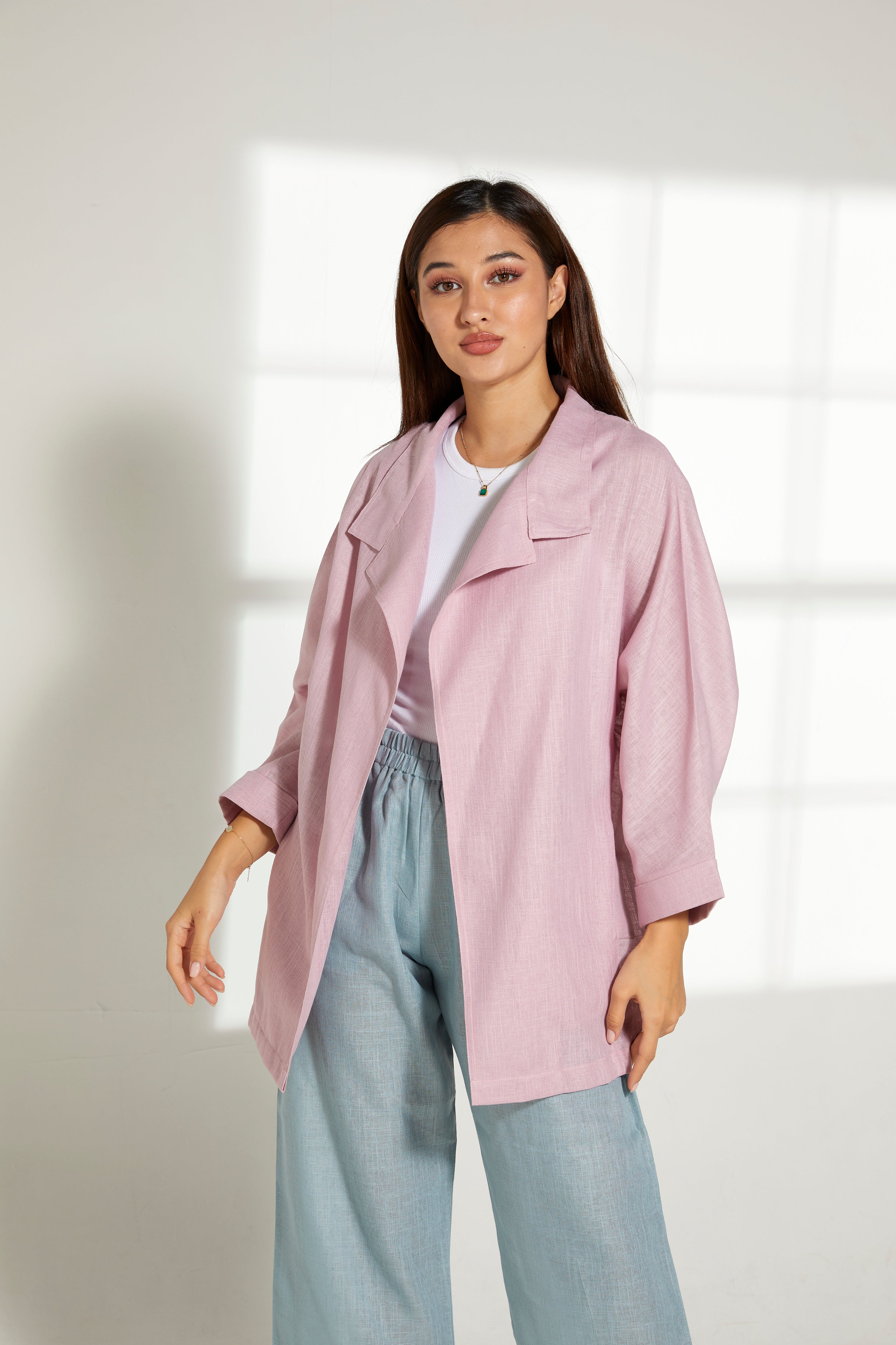 MOiSTREET Multicolor Linen Fabric Top and Pants Set