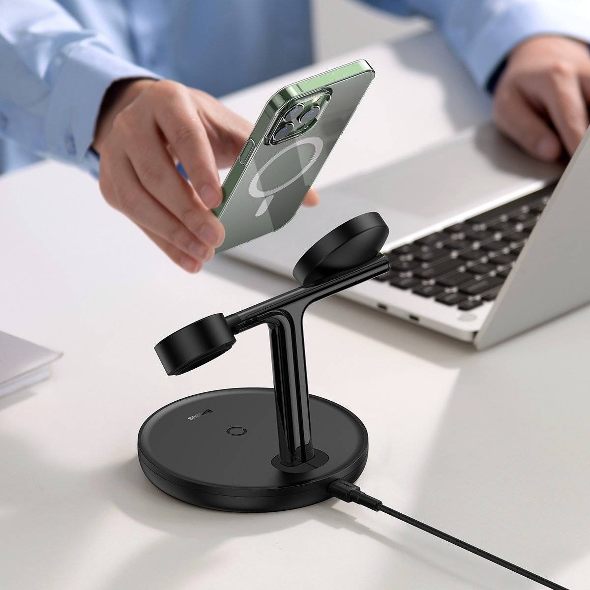 Baseus Swan 3-in-1 Wireless Magnetic Charging Bracket, 20W, Black