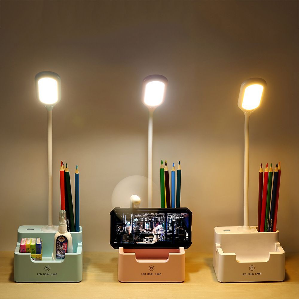 Rechargeable LED Desk Touch Lamp With Fan Student Bedside Reading Light With Stand