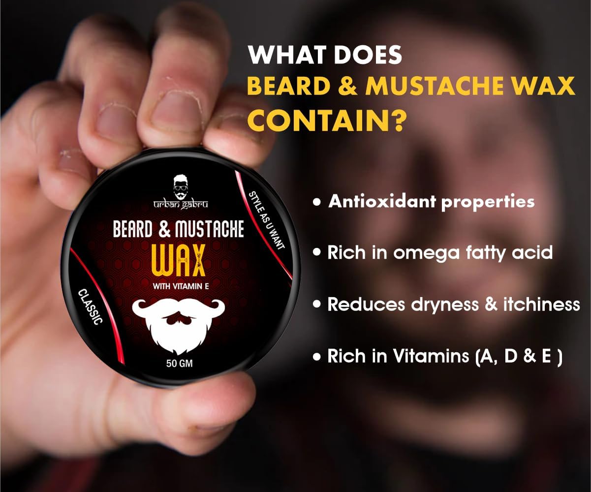 Urban Gabru Beard & Mustache Wax (50 gm) for Strong Hold