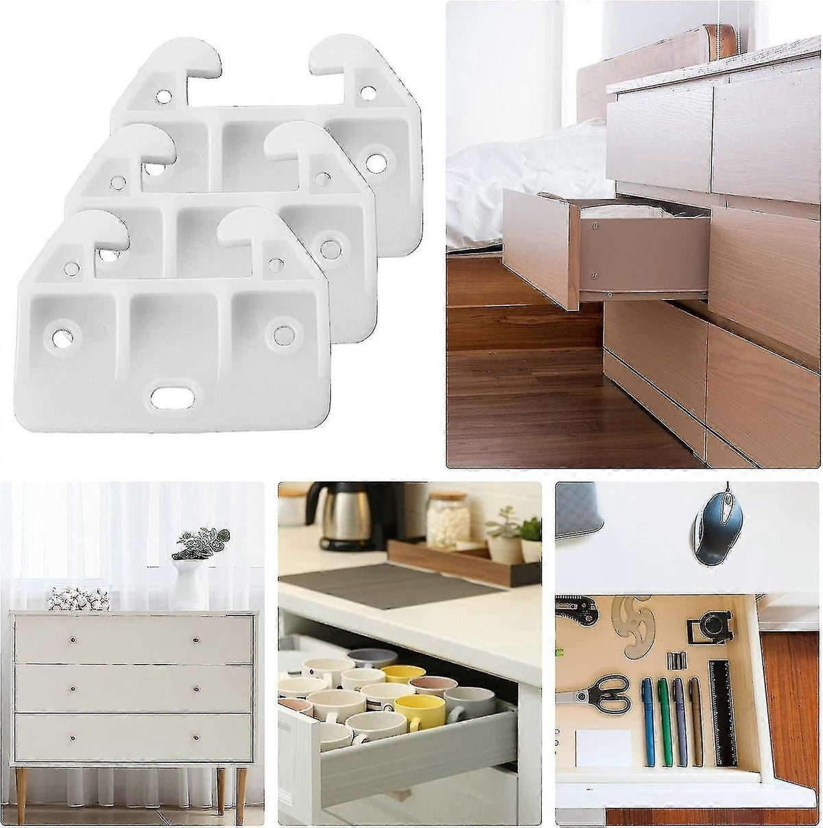 10pcs Plastic Drawer Slide Guides for Cabinet and Dresser Repair