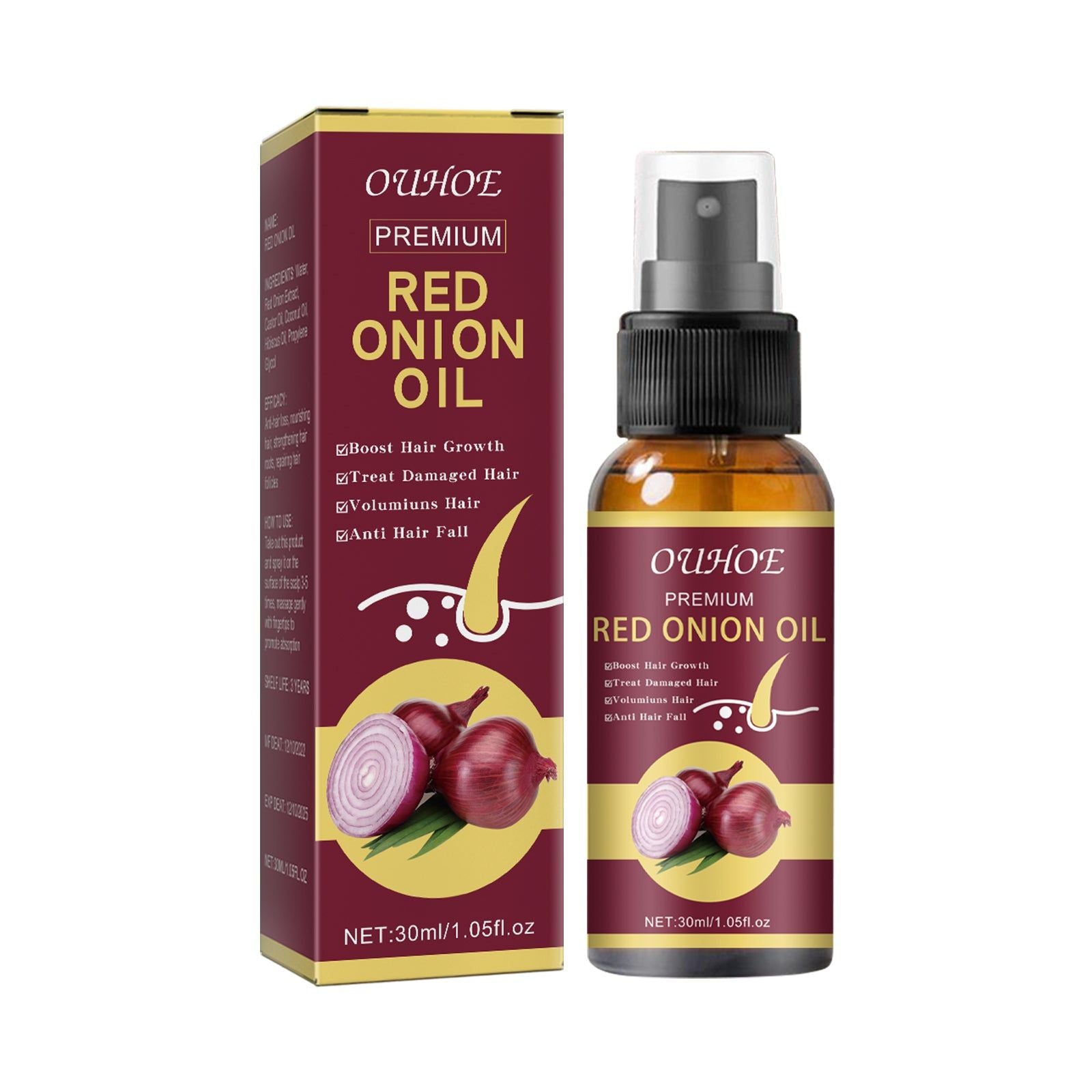 Boost Hair Growth and Fixation, Natural Onion Oil for Stronger, Thicker Hair ,30ml