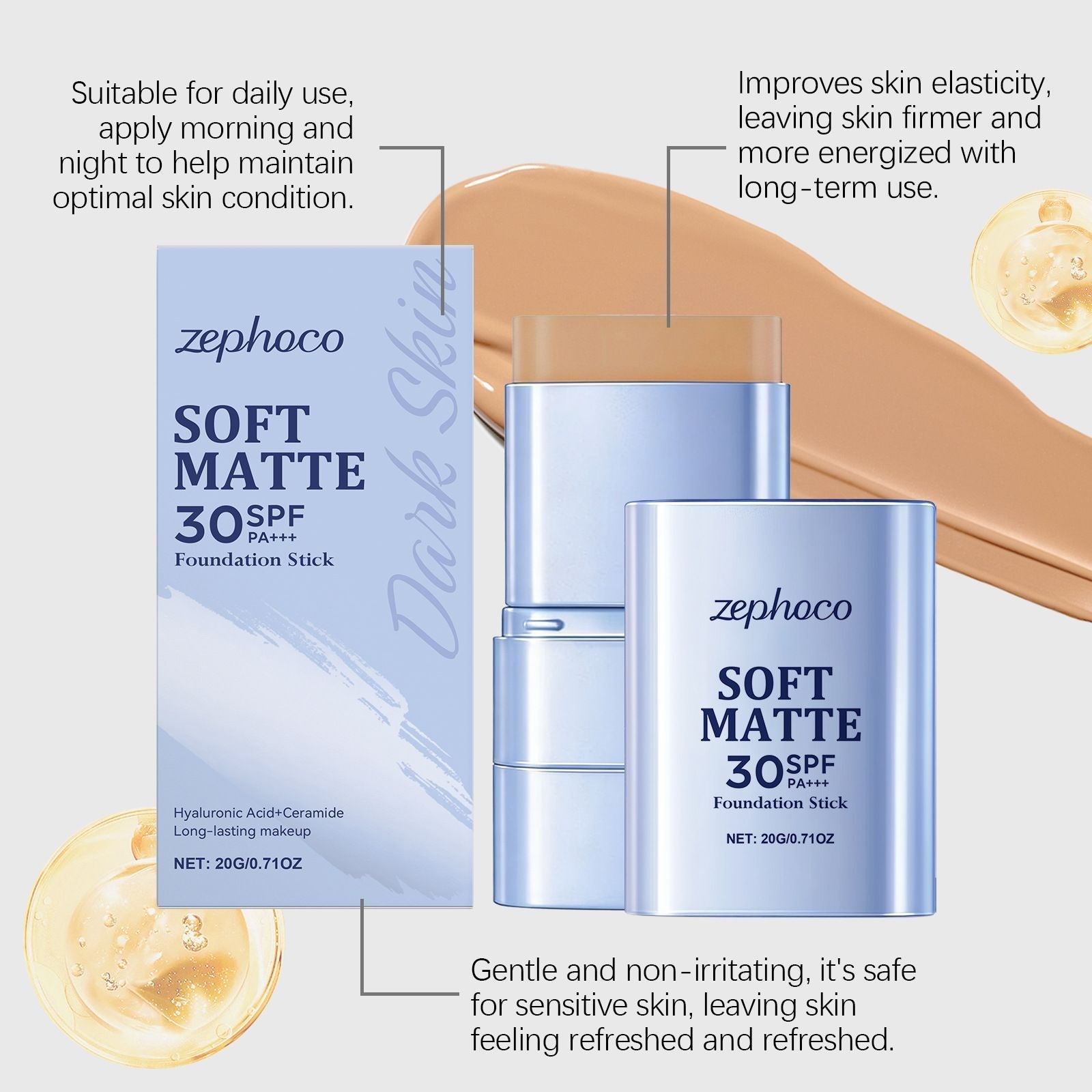 20g Matte Foundation Stick with Smooth Blend and Flawless Base