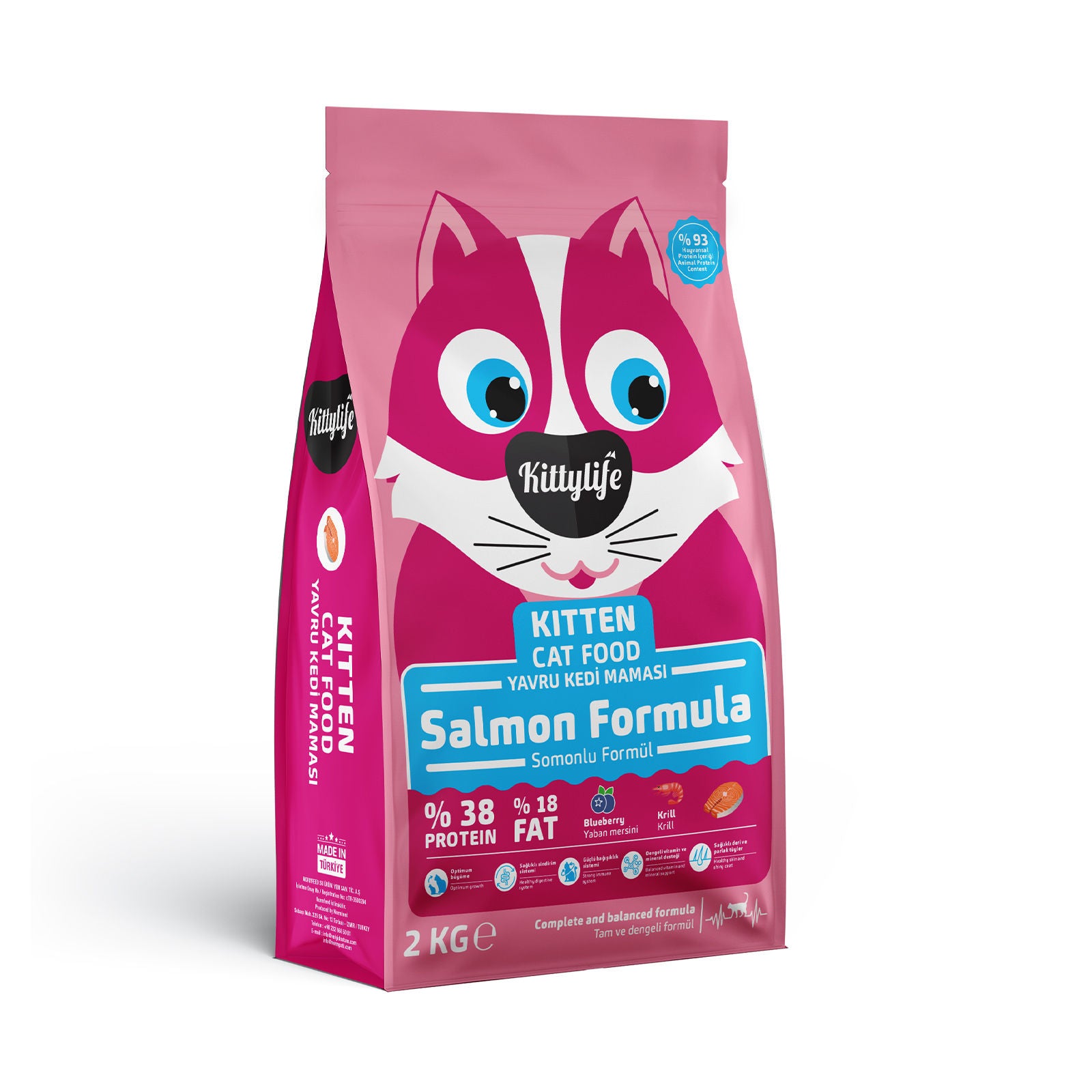 KittyLife Premium Kitten Dry Cat Food with Salmon, 93% Animal Protein for Healthy Growth, Strong Immunity & Shiny Coat