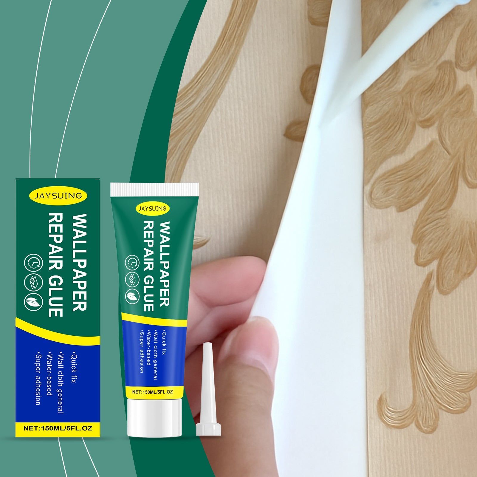 Instant Wallpaper Repair Glue, Long-Lasting, Easy to Use, Universal for Paper and Fabric ,150ml