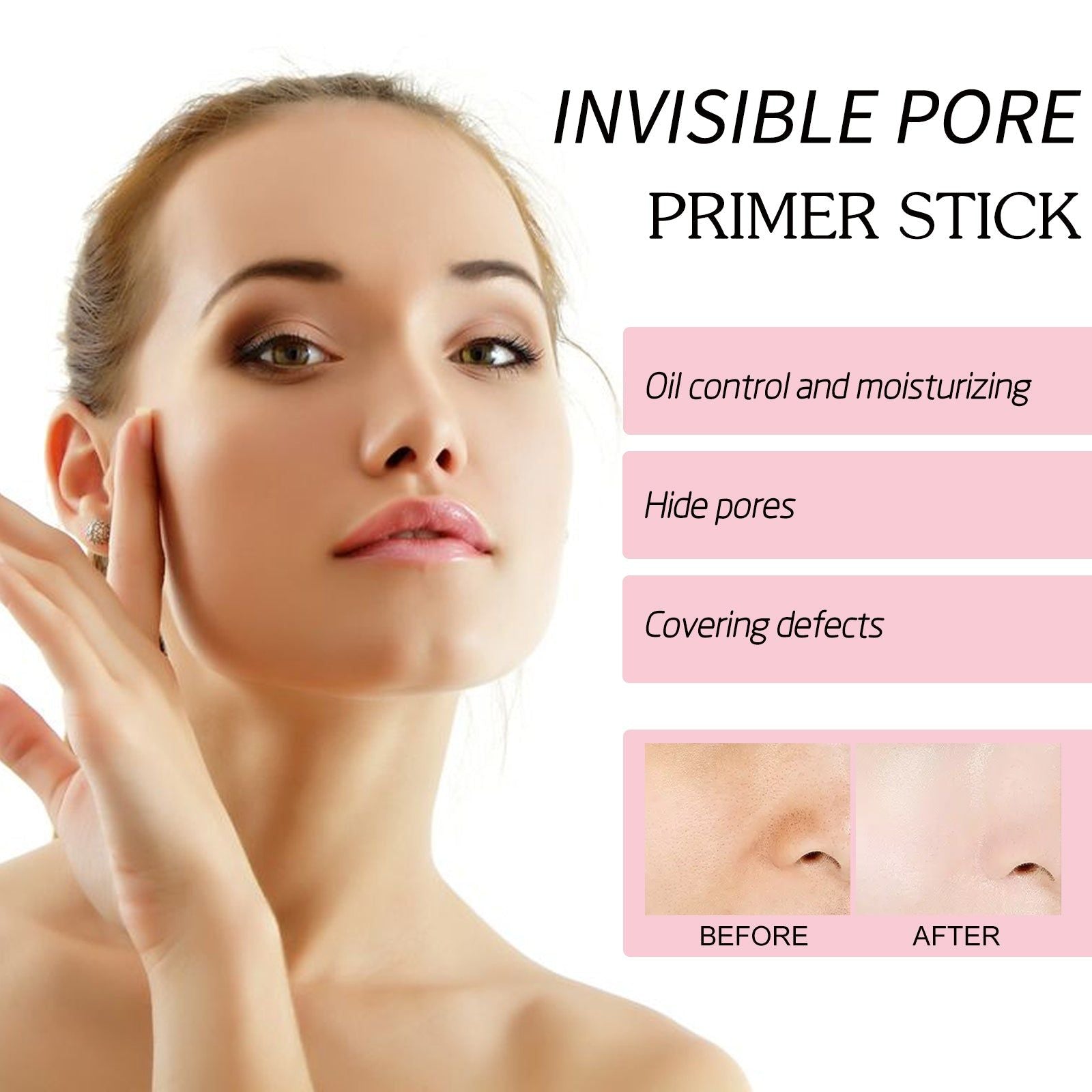 Brightening Poreless Concealer Stick, Oil Control, Flawless Skin, Makeup Primer ,8g