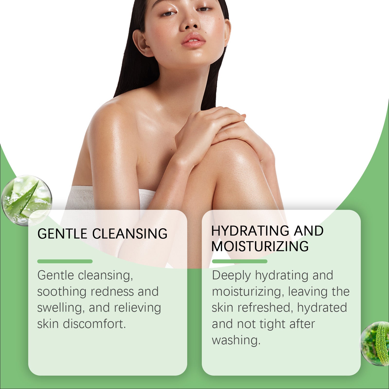 Bitter Gourd Body Wash for Acne, Clear Pores, Brighten Skin, Gentle Moisturizer ,100ml