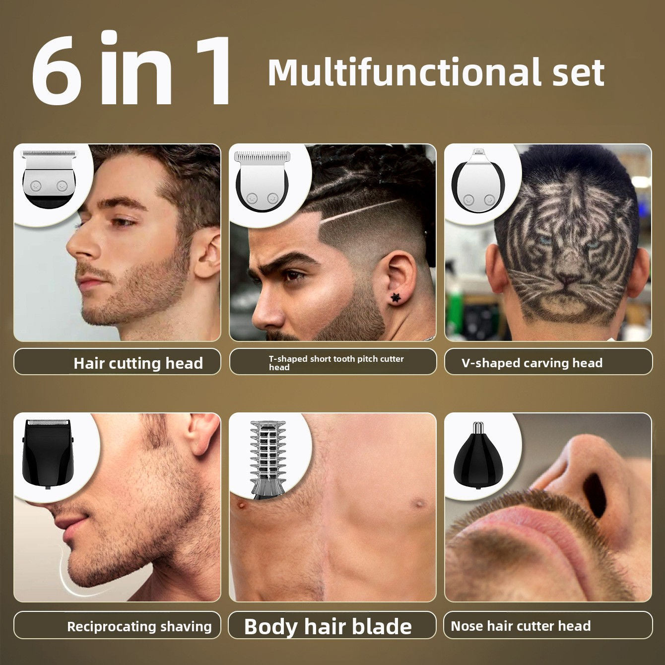 6-in-1 Men's Hair Clipper Grooming Kit