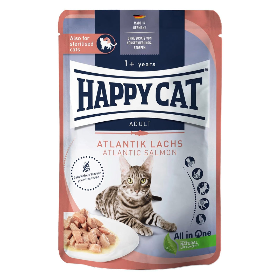 Happy Cat Meat In Sauce Salmon Cat Food For Neutered Cats 1+ Year Old, 85gm