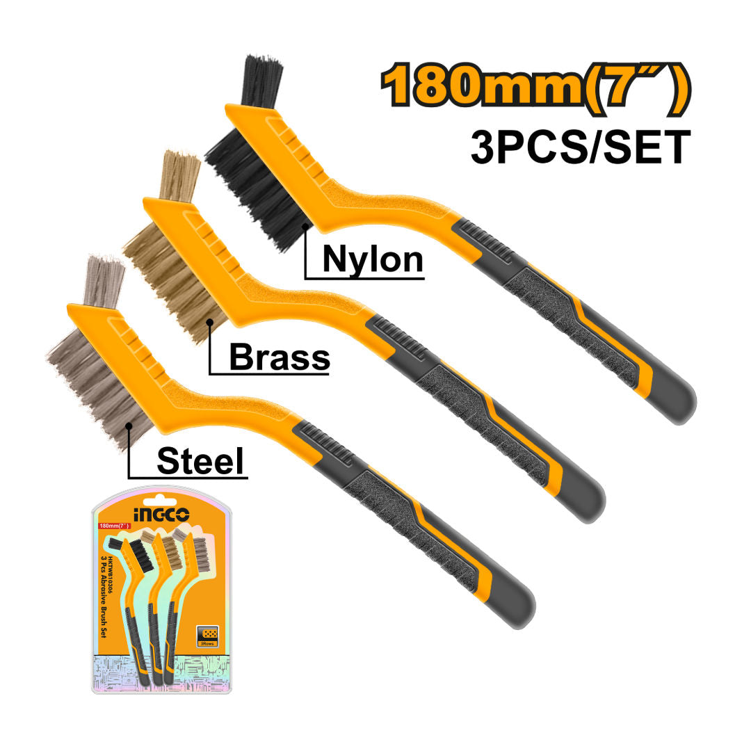INGCO 3-Pieces Abrasive Brush Set, 7"
