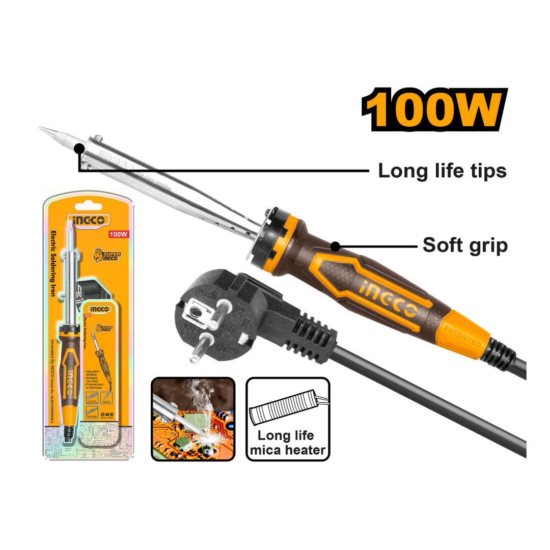 INGCO Electric Soldering Iron, Fast Heating with Ceramic Heater & Replaceable Tip