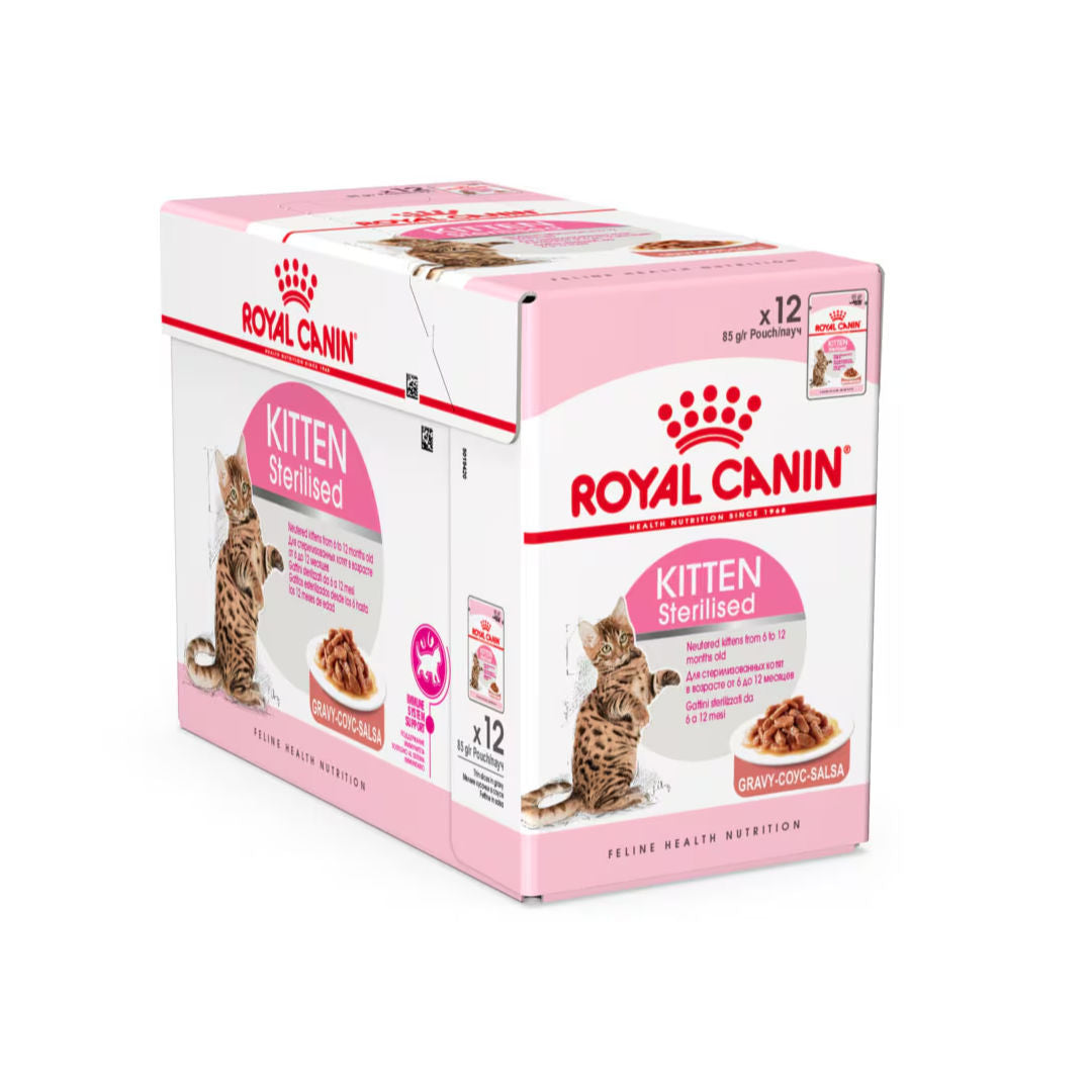 Royal Canin Feline Health Nutrition Wet Cat Food, For Sterilised Kitten, 12x85g Pouches