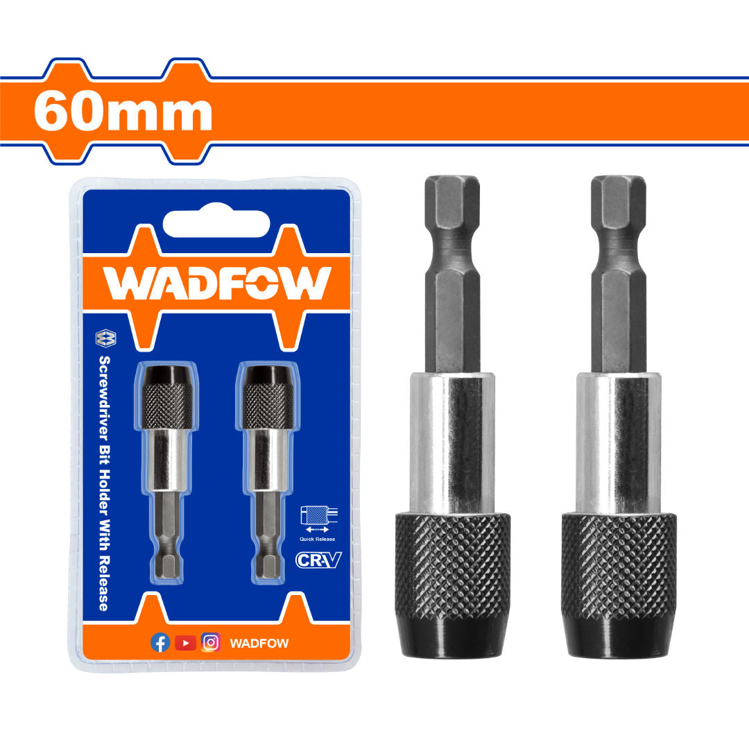 WADFOW Bit Holder with Quick Release, 2 Pcs, 60 mm, Steel/Cr-V/Aluminum