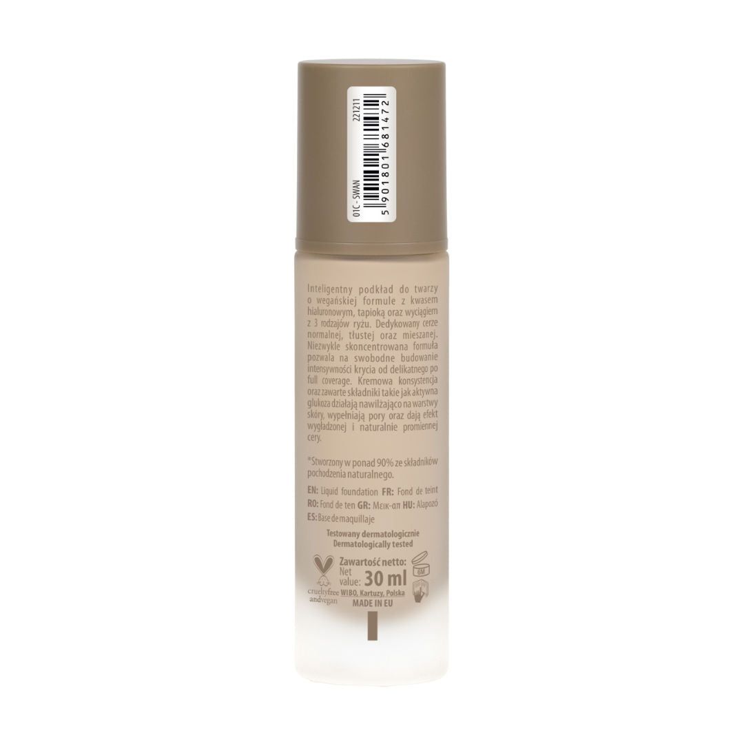 NAM Real Skin Foundation, Lightweight, Buildable Vegan Foundation with Hyaluronic Acid & Rice Extract, 30ml