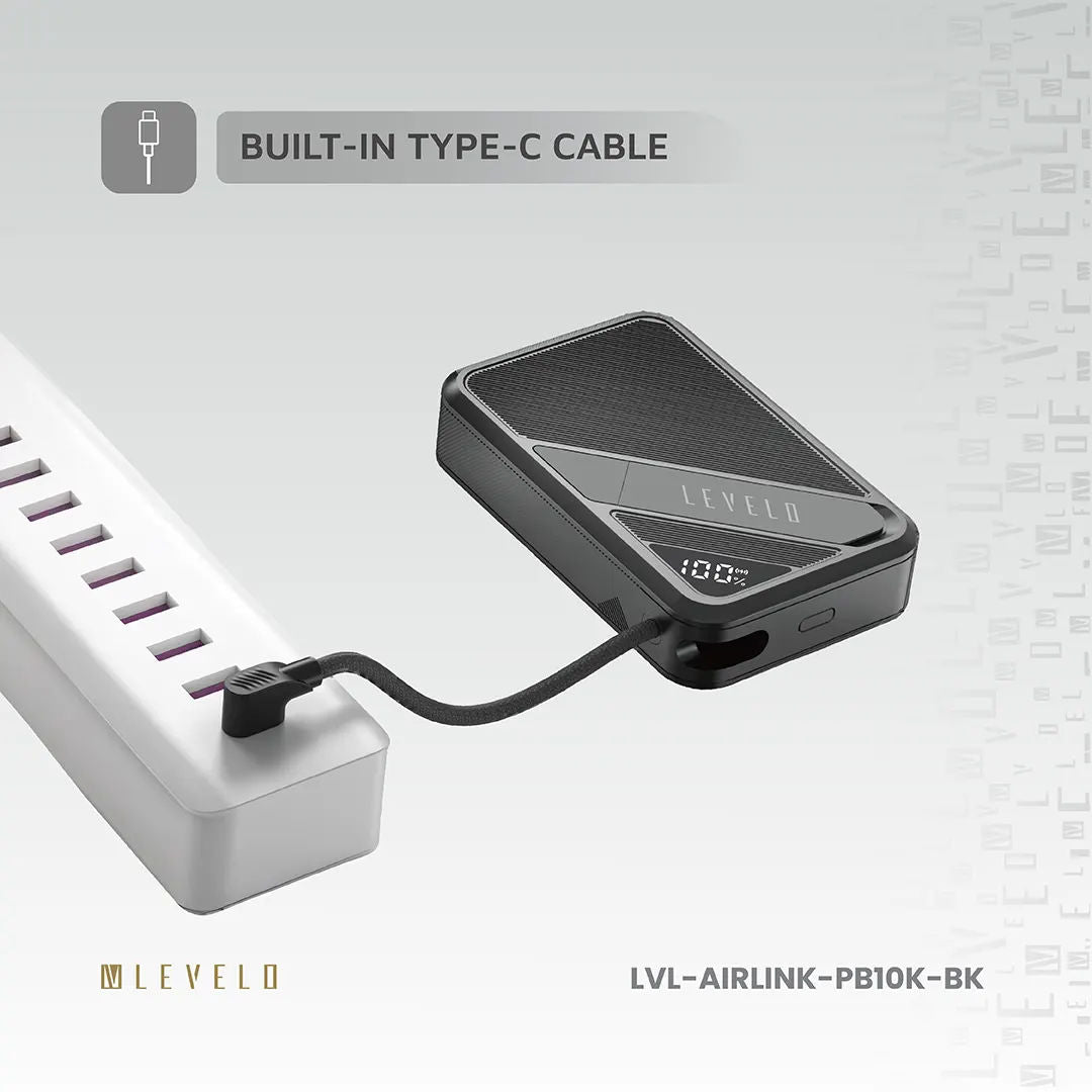 Levelo AirLink 10000mAh MagSafe Power Bank, Built-In Kickstand