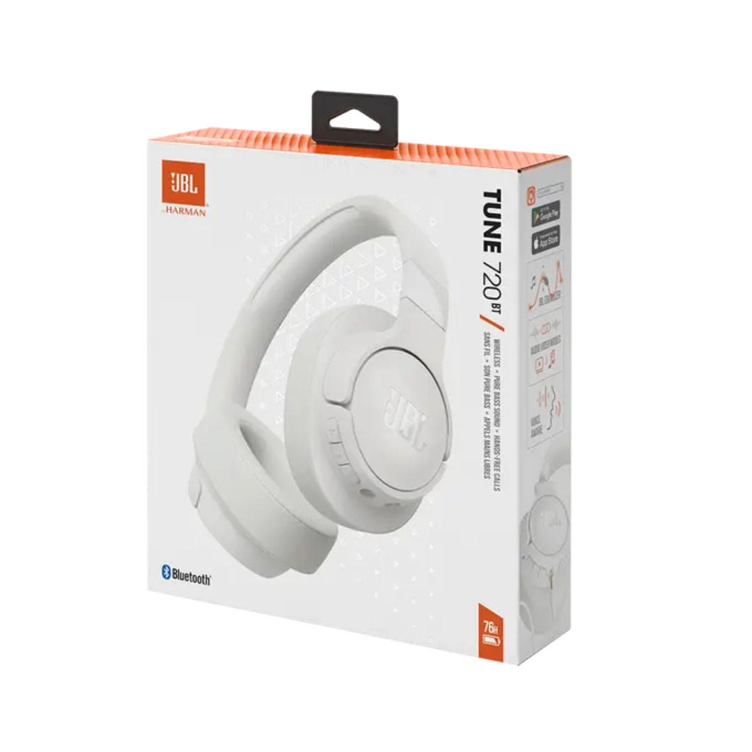 JBL Tune 720BT Wireless Over-Ear Headphones With JBL Pure Bass Sound, Up to 76-Hours Battery Life, White