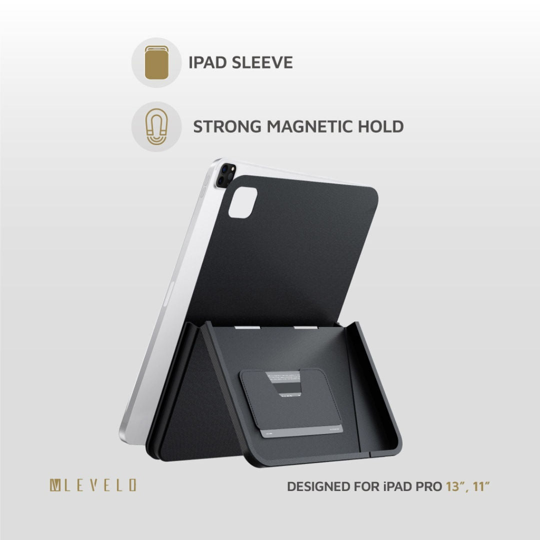 Levelo Omni 4 In-1 Case With Built-In Hand-Grip For Apple iPad, Multi-Angle Support