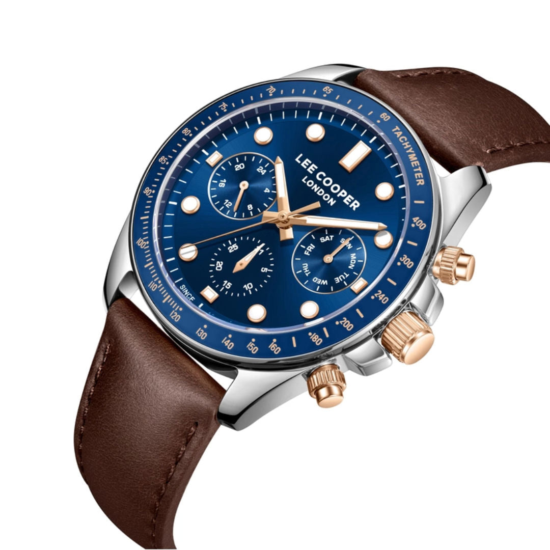 Lee Cooper Men's Leather Multifunction Watch, LC08233 Series