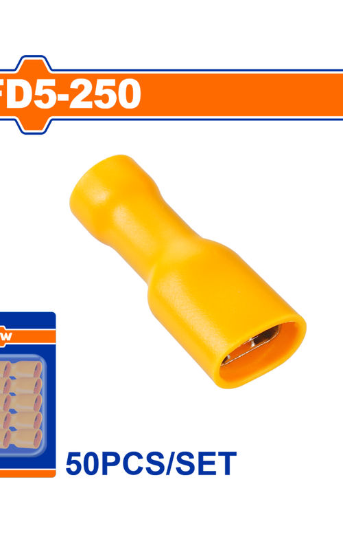 WADFOW Insulated Electrical Terminal Connector Sets, 50 Piece Wire Crimp Terminals, Color Coded, Blister Packed