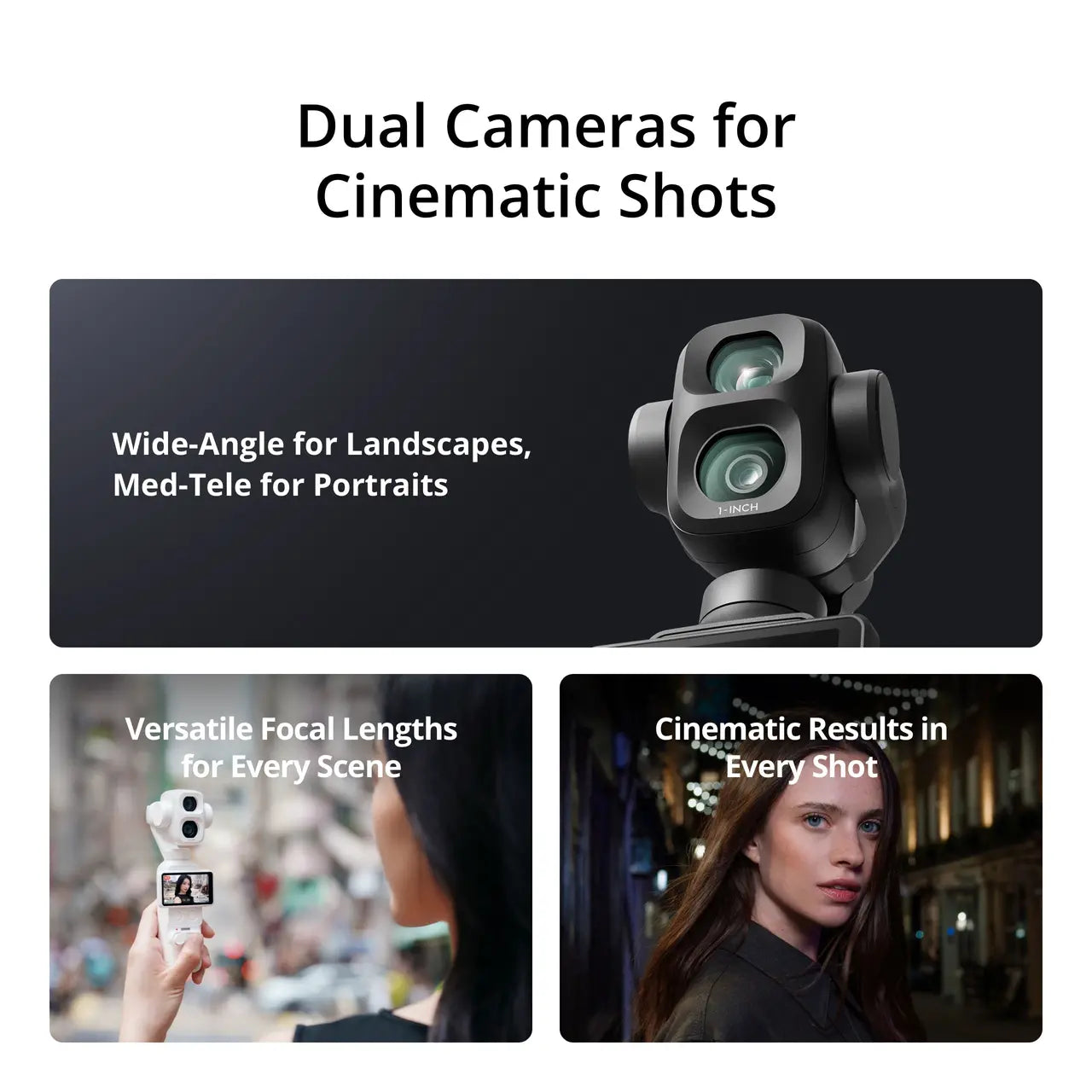 DJI Osmo Pocket 4P Vlog Combo Handheld Gimbal Camera, 1" CMOS, 4K/240fps, Dual Lens, 103GB Storage, Black
