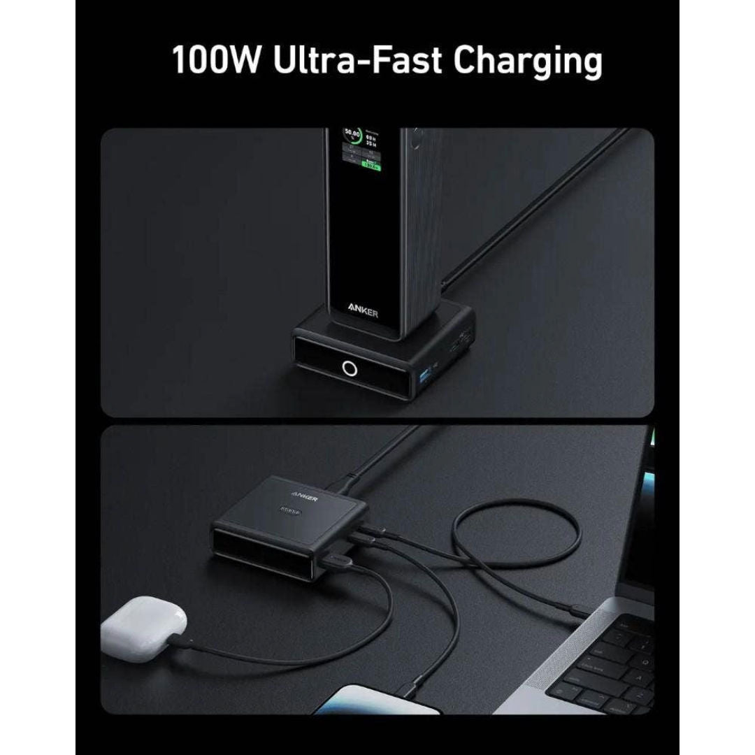 حامل الشحن Anker بقوة 100 واط، شاحن GaN 4 في 1 لمحطات الشحن المحمولة Anker Prime