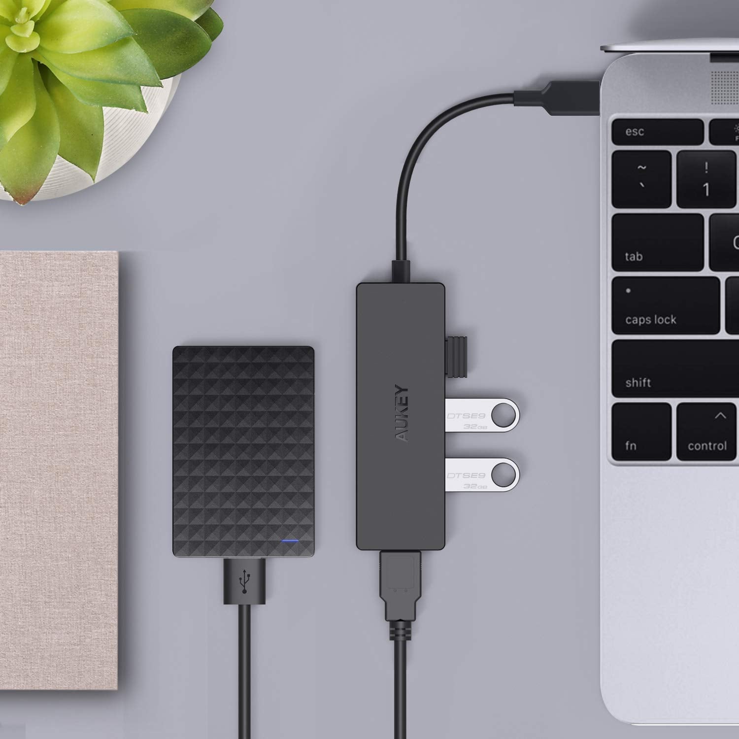 Aukey CB-C64 USB-C to 4-port USB3.0 A Hub