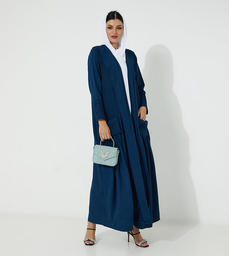MOiSTREET Dark Blue Louise Crepe Pocket Abaya