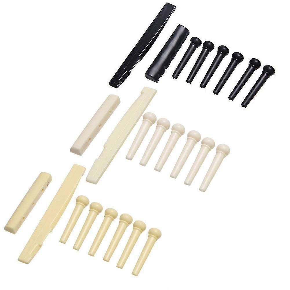 Durable 6-string Acoustic Guitar Bridge Saddle Nut With 6 Pcs Bridge Pins Set