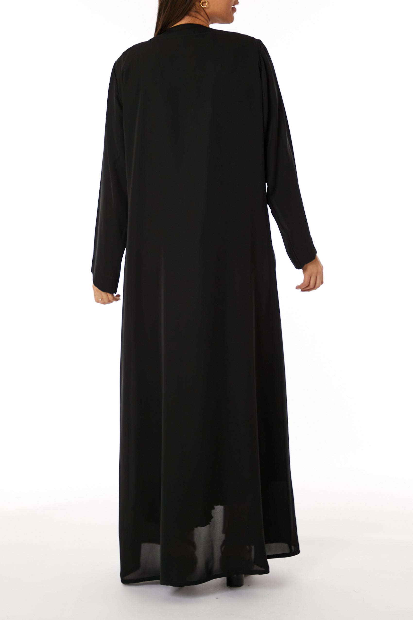 MOiSTREET Black Nida Embroidered Open Abaya
