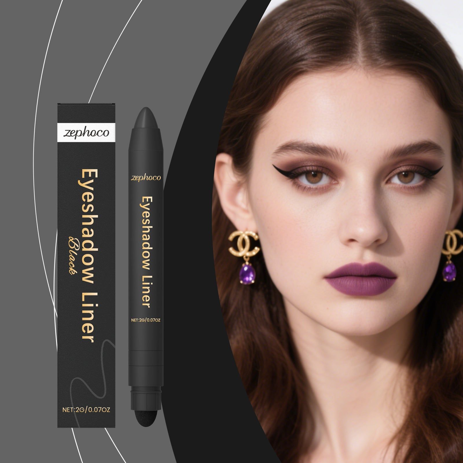 Black Two-In-One Eyeliner Pen, Beauty Collection, Long-Lasting, Easy for Beginners ,2g