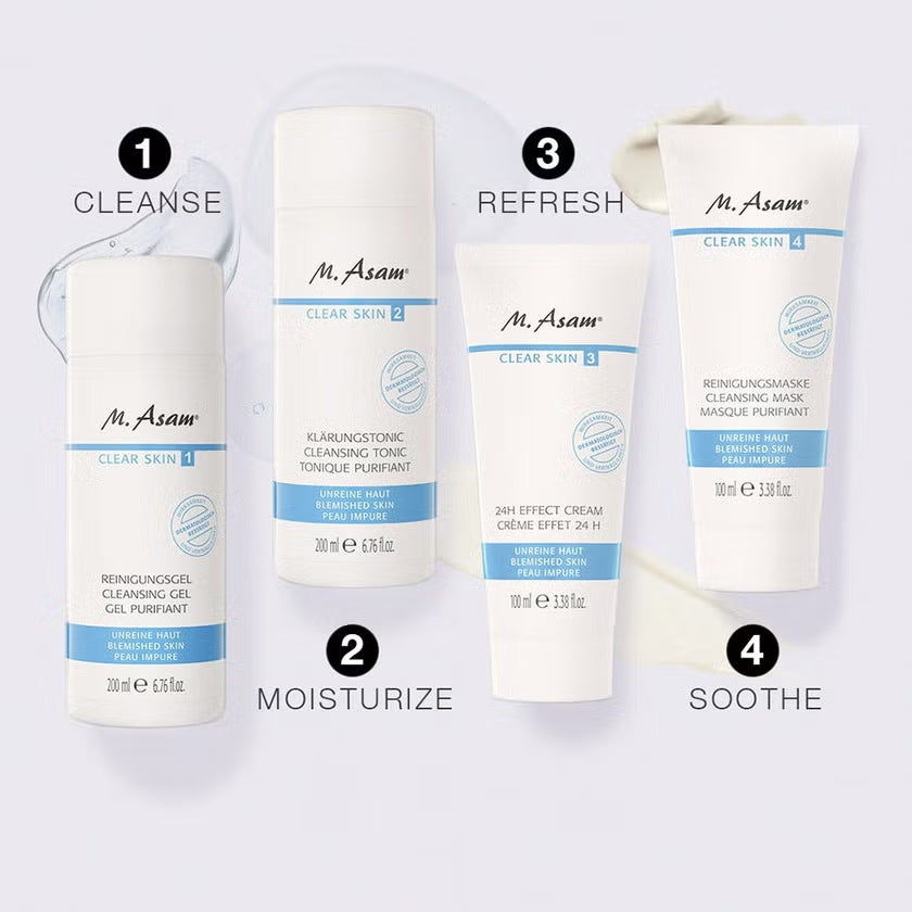 Clear Skin Facial Cleansing Set Cleansing Gel+Cleansing Tonic+Cleansing Mask+24 hour Effect cream