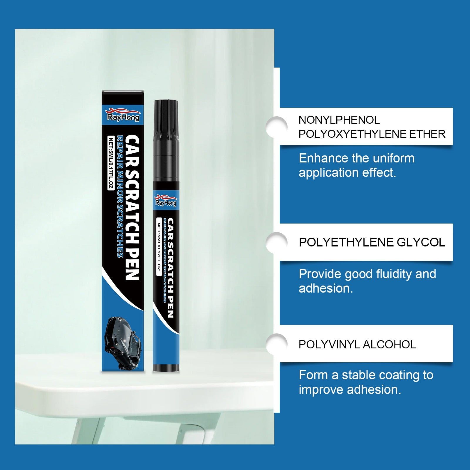 Car Paint Scratch Care Pen, Quick Touch-Up, Restore Shine, Easy Car Repair ,5ml