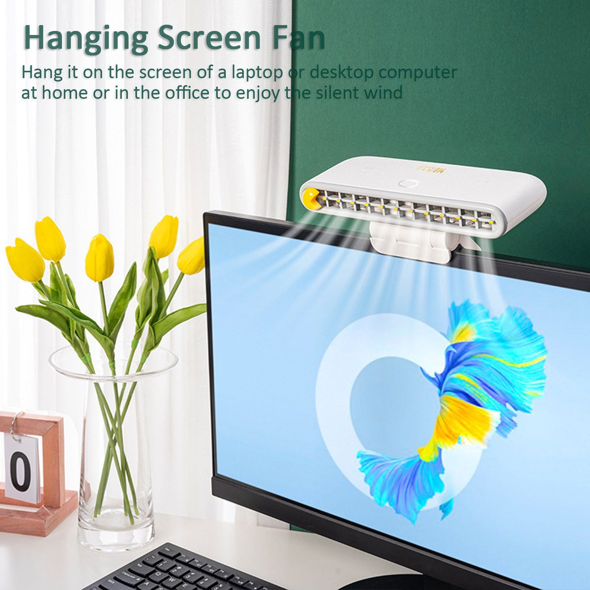 Laptop Screen Hanging Fan Stand USB Rechargeable Cooler Fan For Office Home