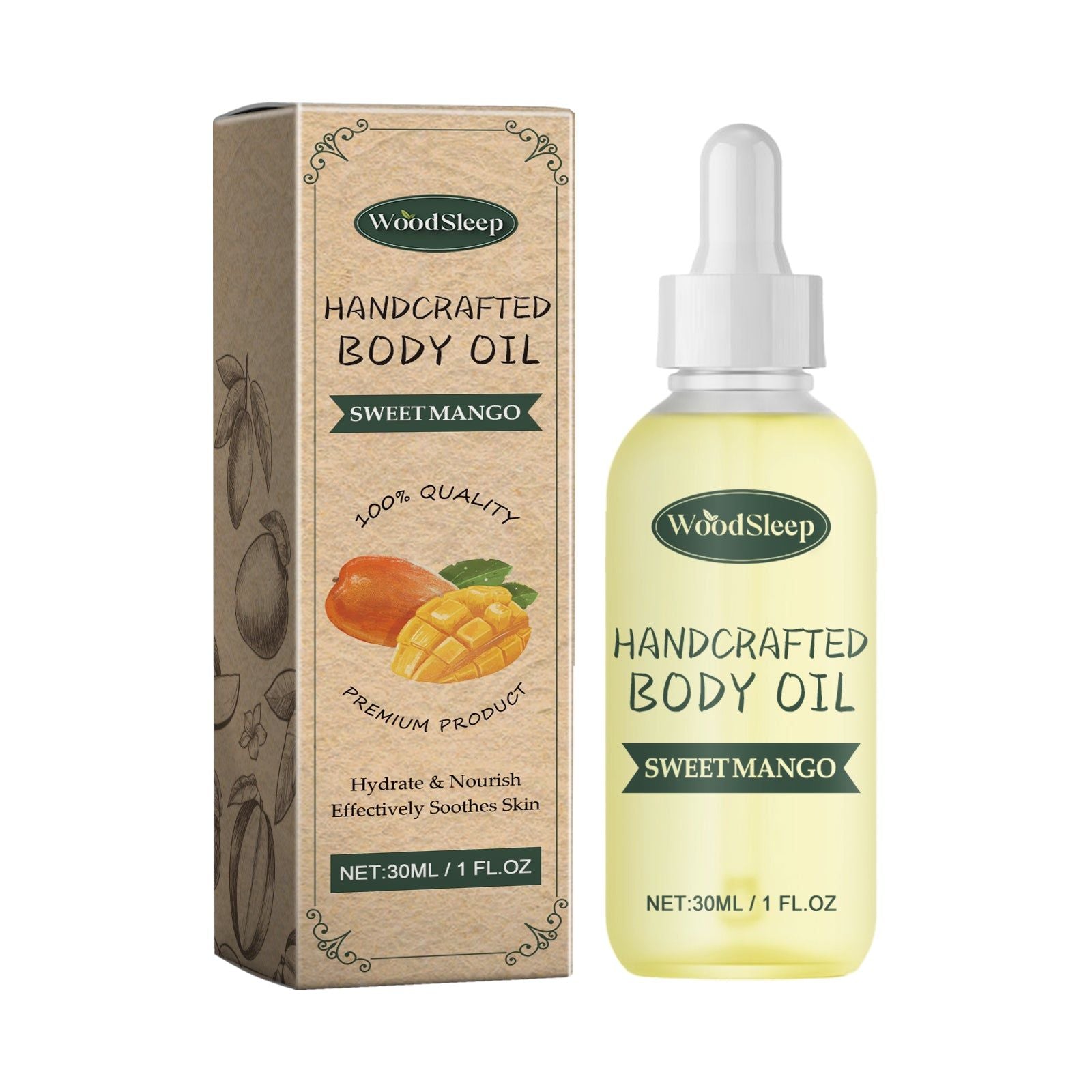 Sweet Mango Body Oil, Fade Fine Lines, Youthful Skin, Natural Moisturizer ,30ml