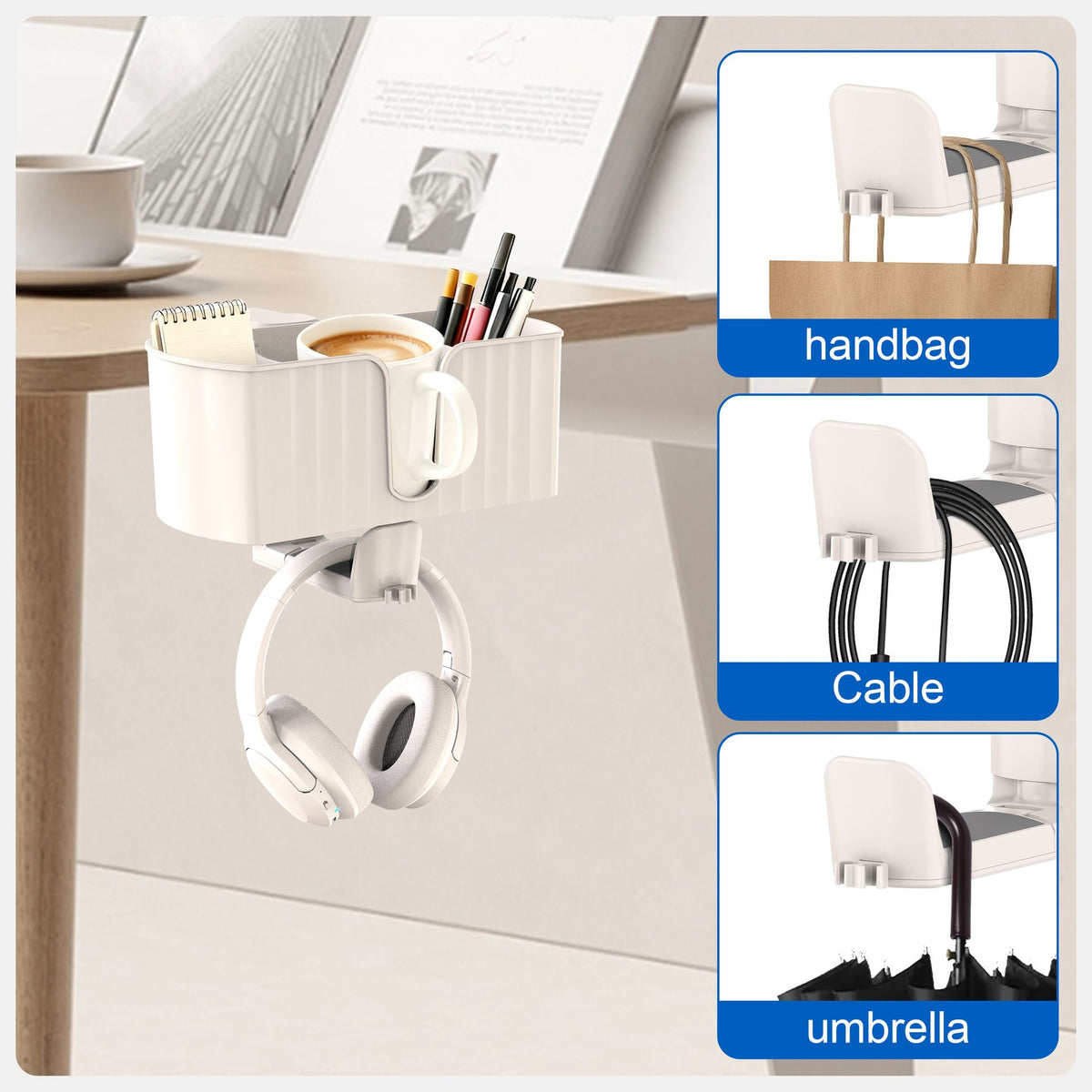 Desktop Organizer Detachable Pen Holder Headphone Stand Cup Holder Multi-Functional Storage Rack