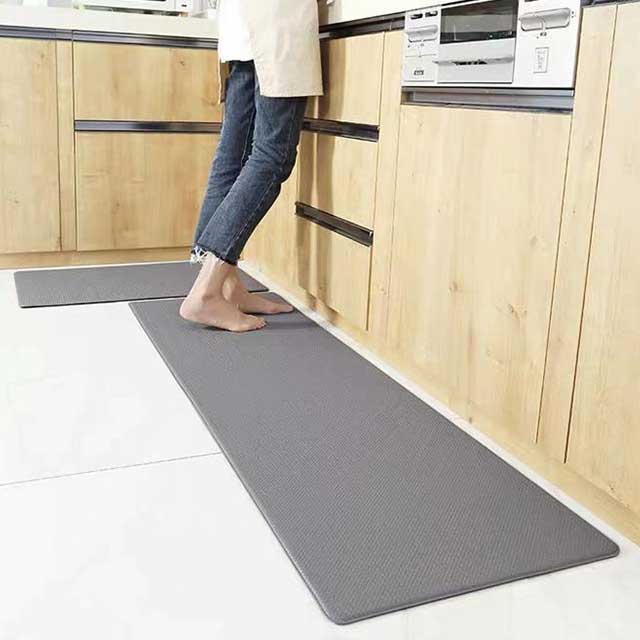 8mm Thickness Anti-Fatigue PVC Kitchen Mats 2Pcs/Set (45x75 + 45x180cm) - Waterproof, Washable Rectangular Floor Mats for Comfort and Durability