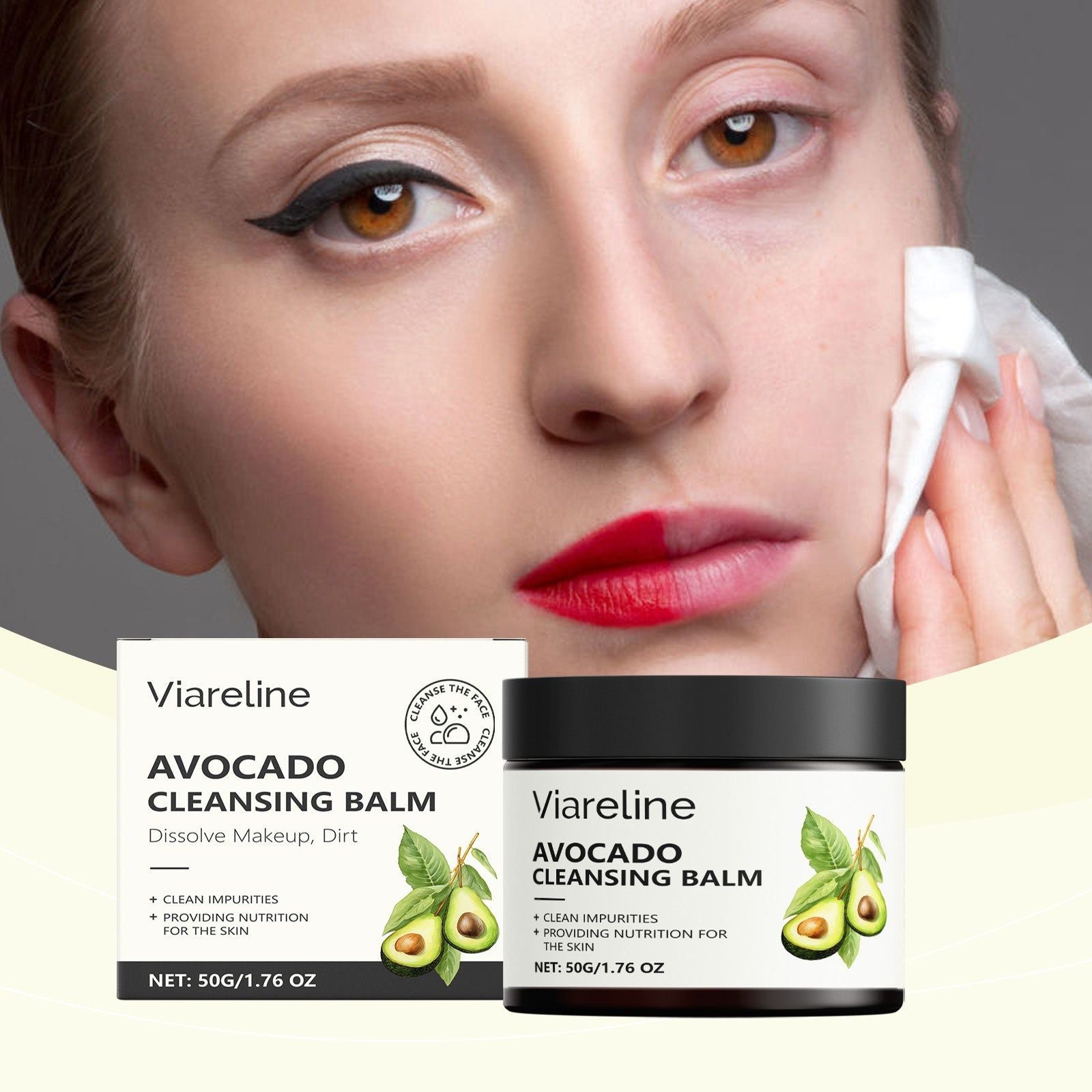 Avocado Facial Cleansing Remover, Gentle, Moisturizing, No Residue, Quick Rinse ,50g