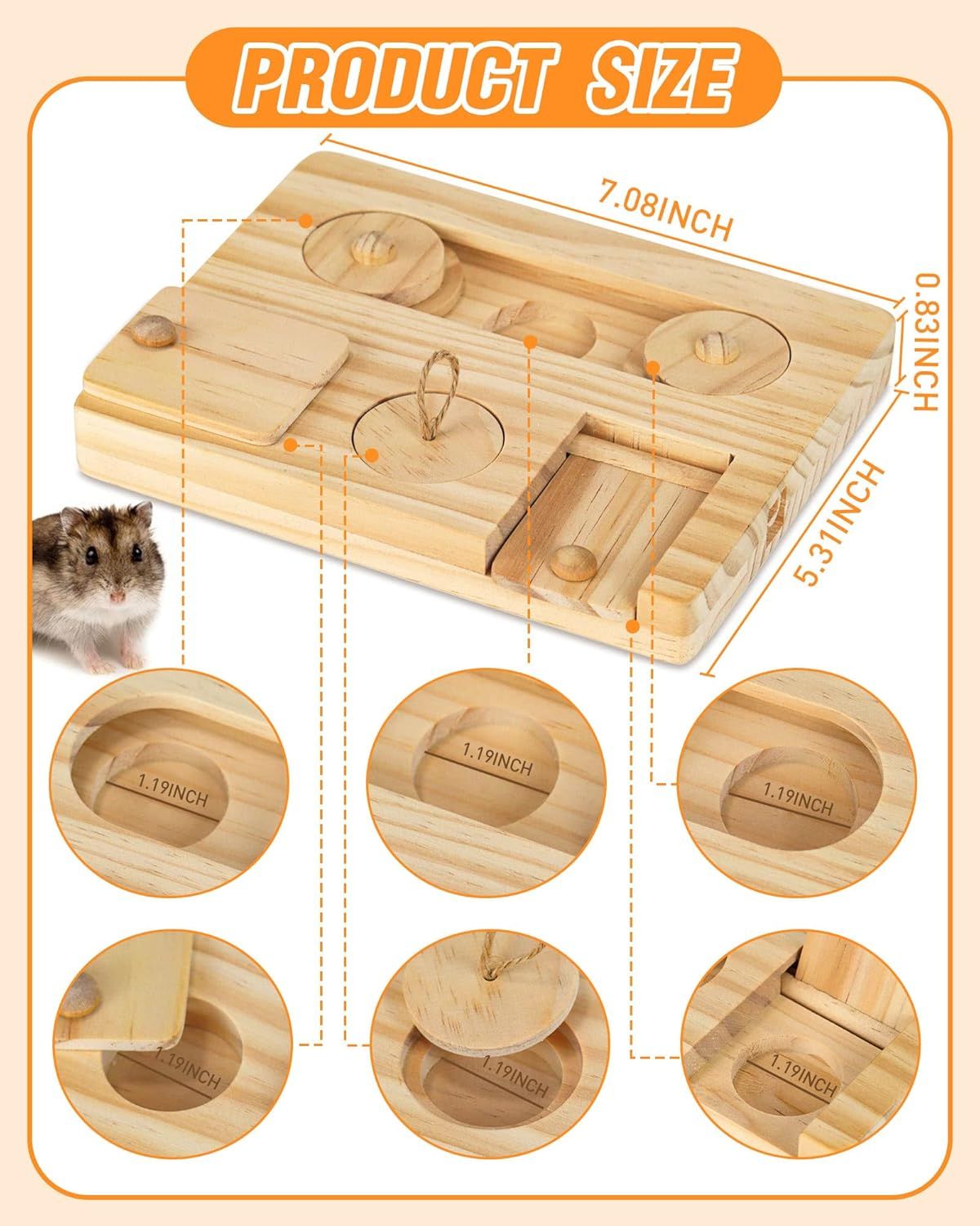 6-in-1 Interactive Enrichment Toys for Guinea Pigs Hamsters Small Animal Treat Dispenser
