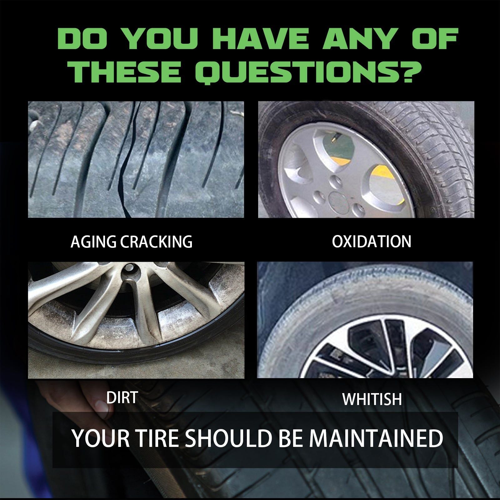 Car Tire Polishing and Cleaning Agent, Auto Tire Shine, Rust Removal, Decontamination, Anti-Aging, Easy to Use ,1set