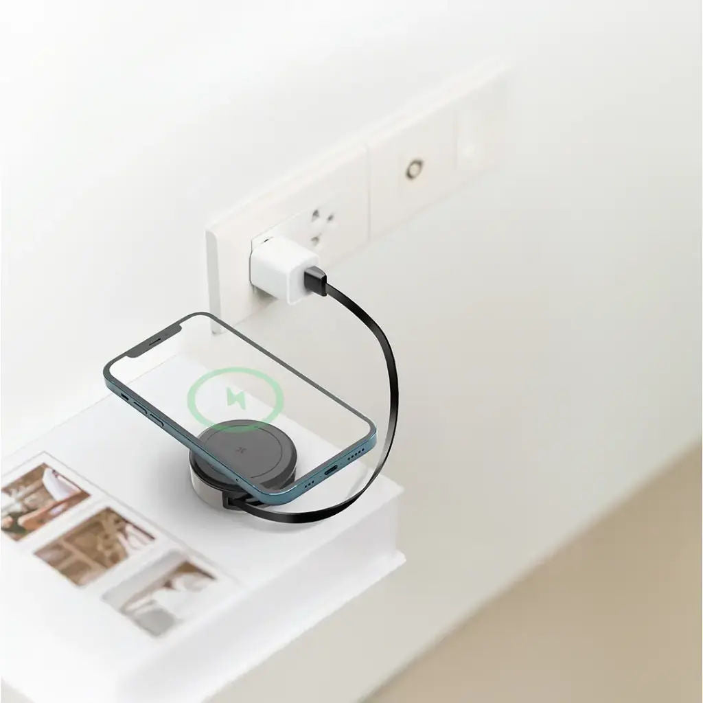 Porodo Magnetic Wireless Charging Pad with Retractable Type-C Output