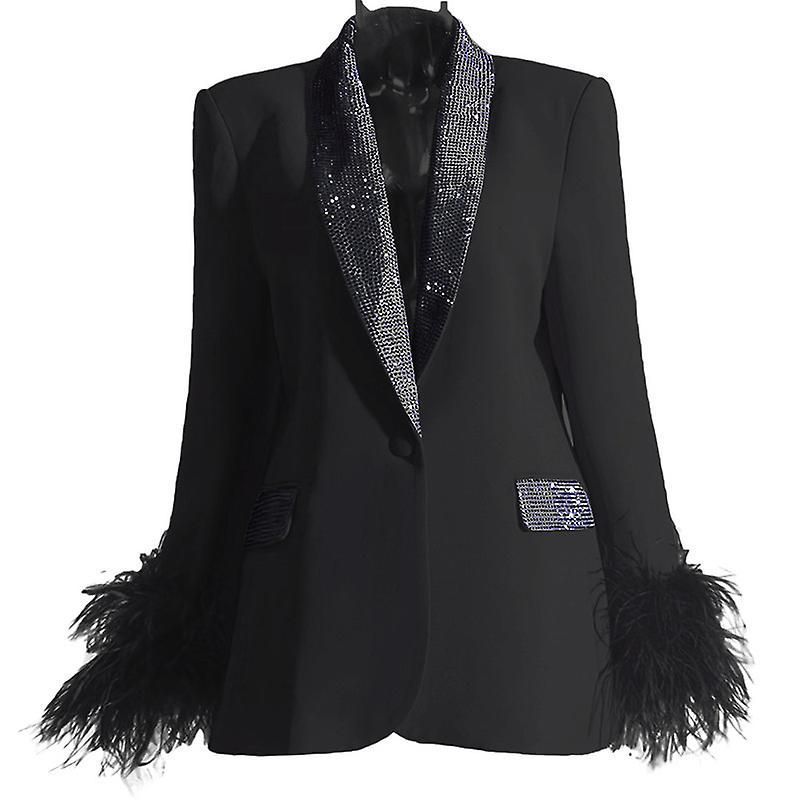 Women's Long Sleeve Open Front Blazer Coats Work Office Jacket Pink