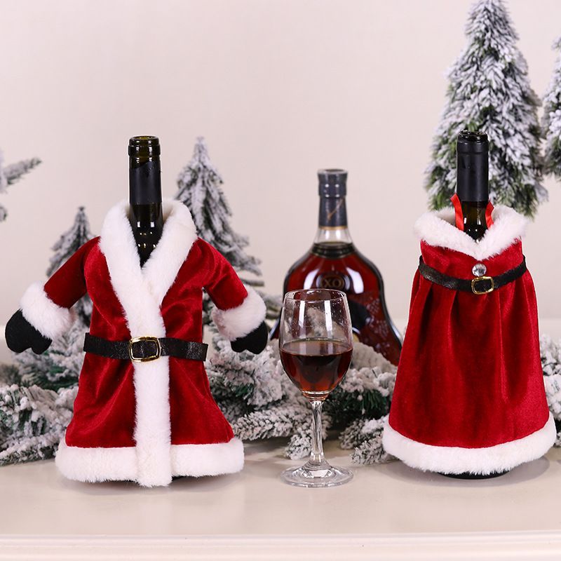 2 Pcs Christmas Wine Bottle Covers Holiday Wine Bottle Skirt Cover Santa Party Decorations