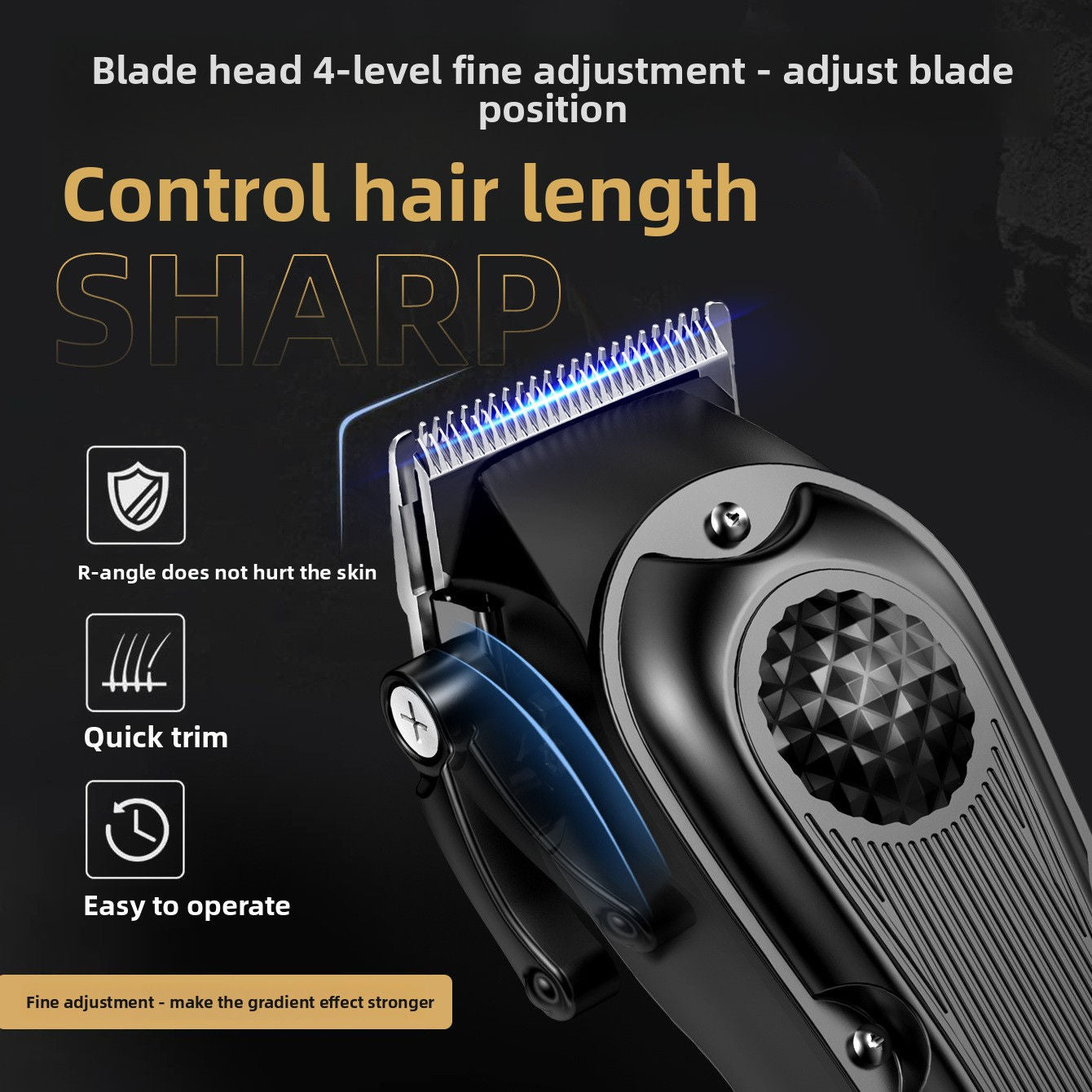 Digital Hair Clipper with Adjustable Guide Combs