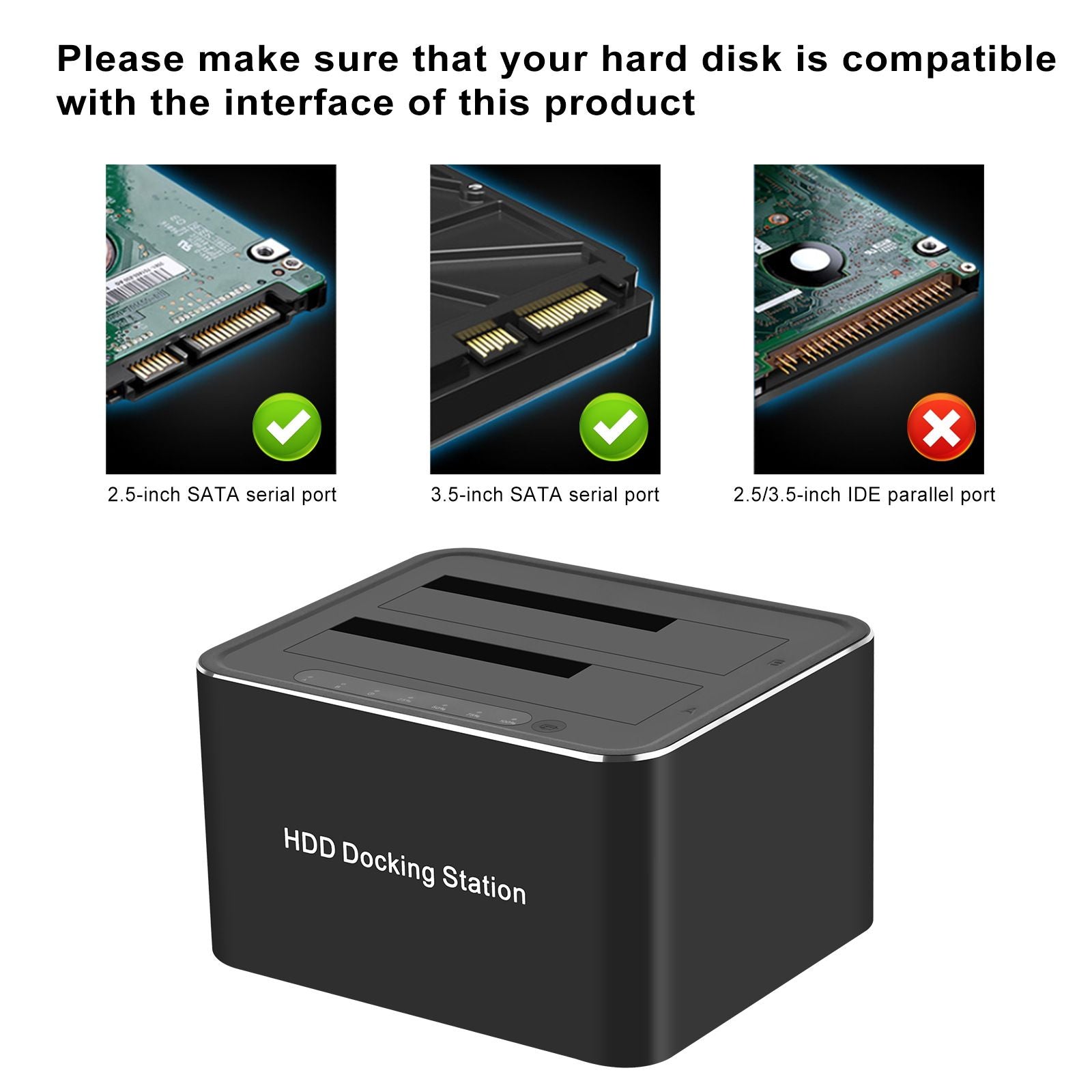 SATA Dual HDD Docking Station USB 3.0 To SATA 2.5 Or 3.5 Inch Copy Cloner