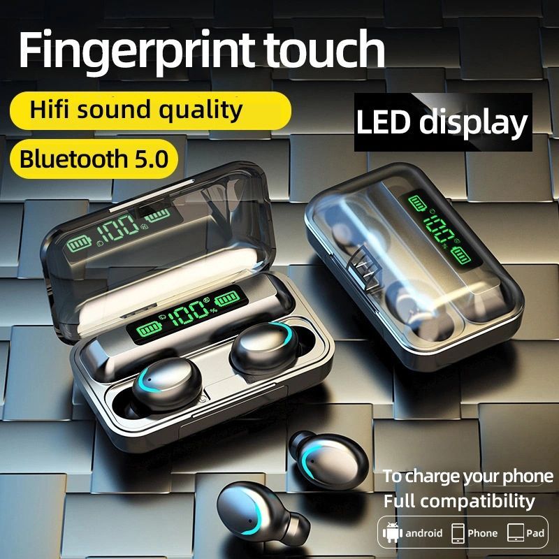 F9-5C Breathing Light + Digital Display Bluetooth Earphone