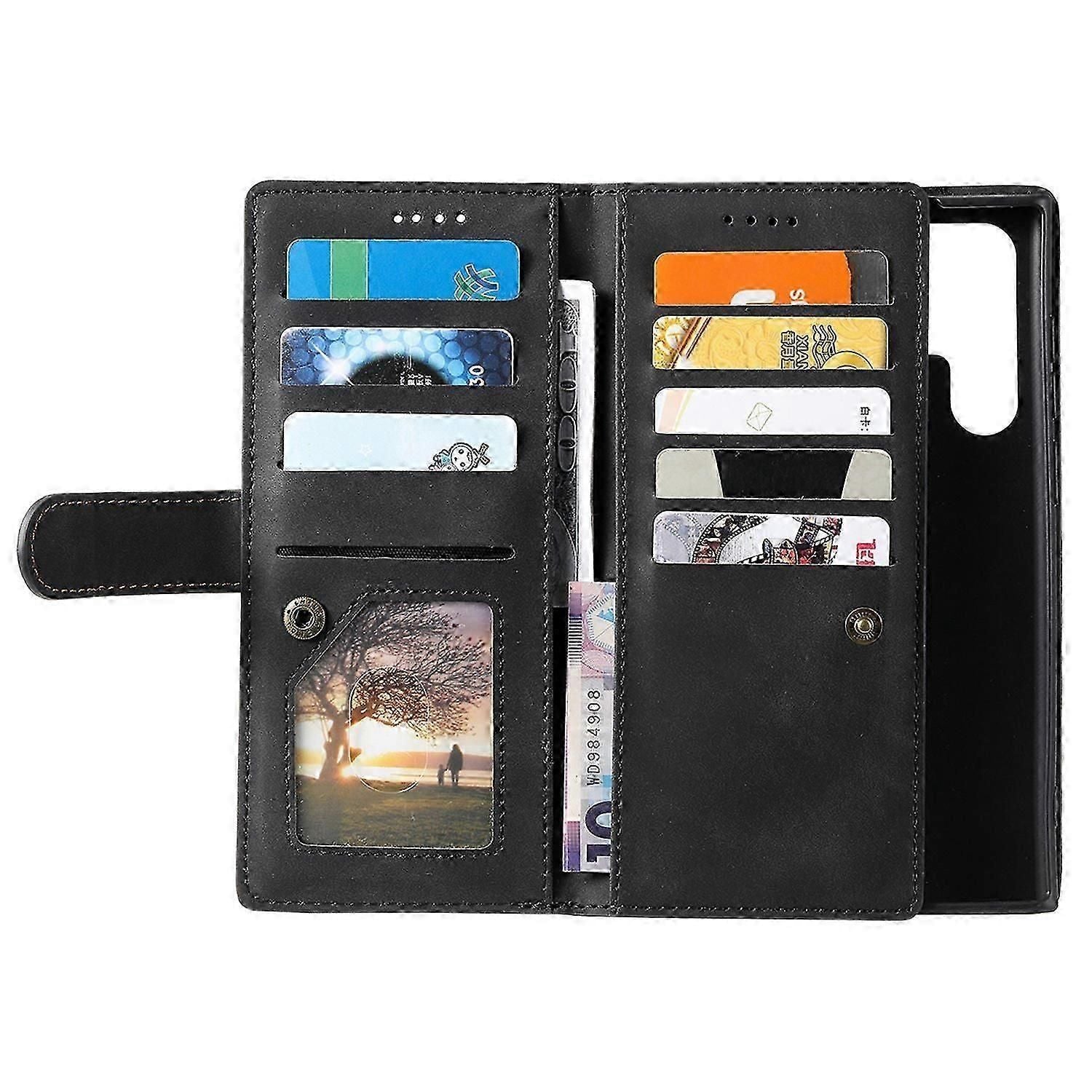 Wallet Case Compatible with Samsung Galaxy S25 Ultra - PU Leather Cover with 9 Card Slots & Magnetic Closure